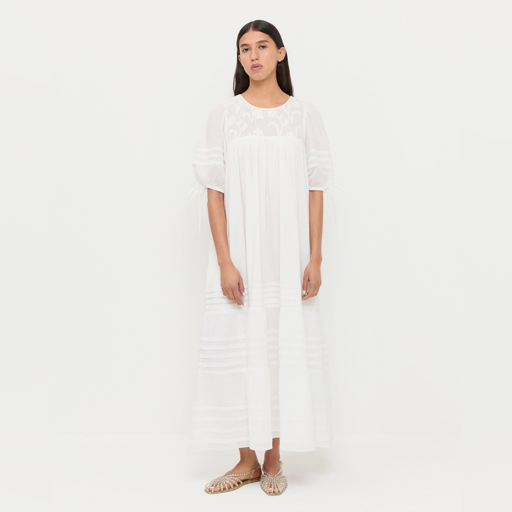 Loeffler Randall White Lace Yoke Maxi Dress